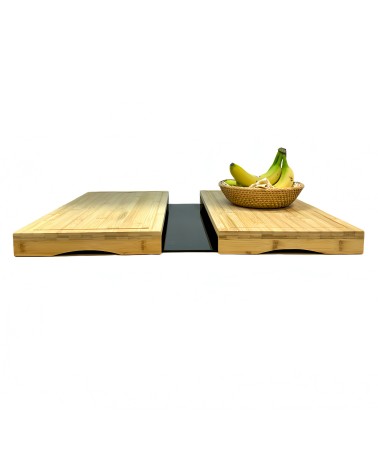 Cubre vitrocerámica madera, Juego de 2 tablas de cortar Bambú nórdica de 56x54x4 cm