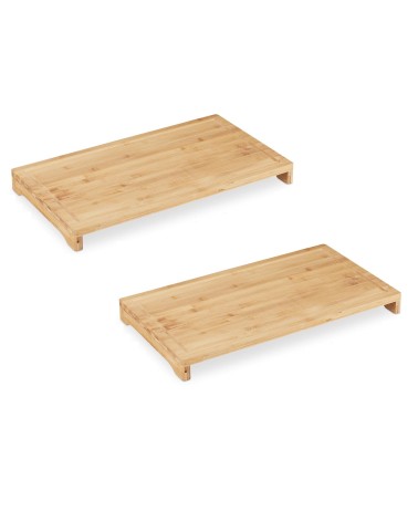 Cubre vitrocerámica madera, Juego de 2 tablas de cortar Bambú nórdica de 56x54x4 cm