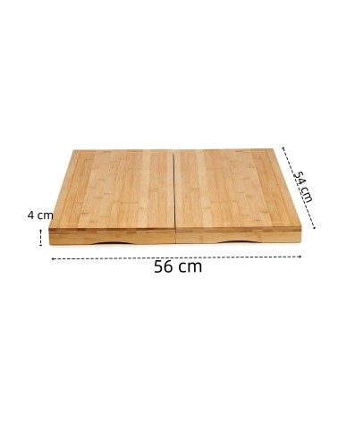 Cubre vitrocerámica madera, Juego de 2 tablas de cortar Bambú nórdica de 56x54x4 cm